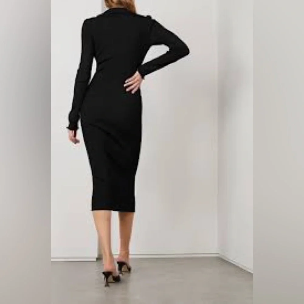 (HEAVY) Good American,Black,Wide-Ribbed Button-Down Midi Dress,NBW, Size 7/US 4X